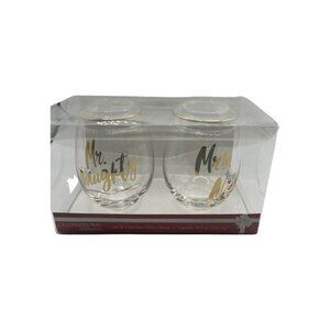 Celebrations By Mikasa Christmas Holiday Set Of 2 Stemless Wine Glasses 18 fl oz